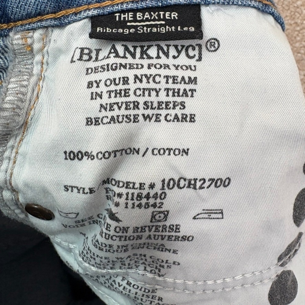 BLANKNYC Jeans Women's 28 Blue Distressed Baxter Ribcage Straight Leg High Rise - Picture 8 of 8